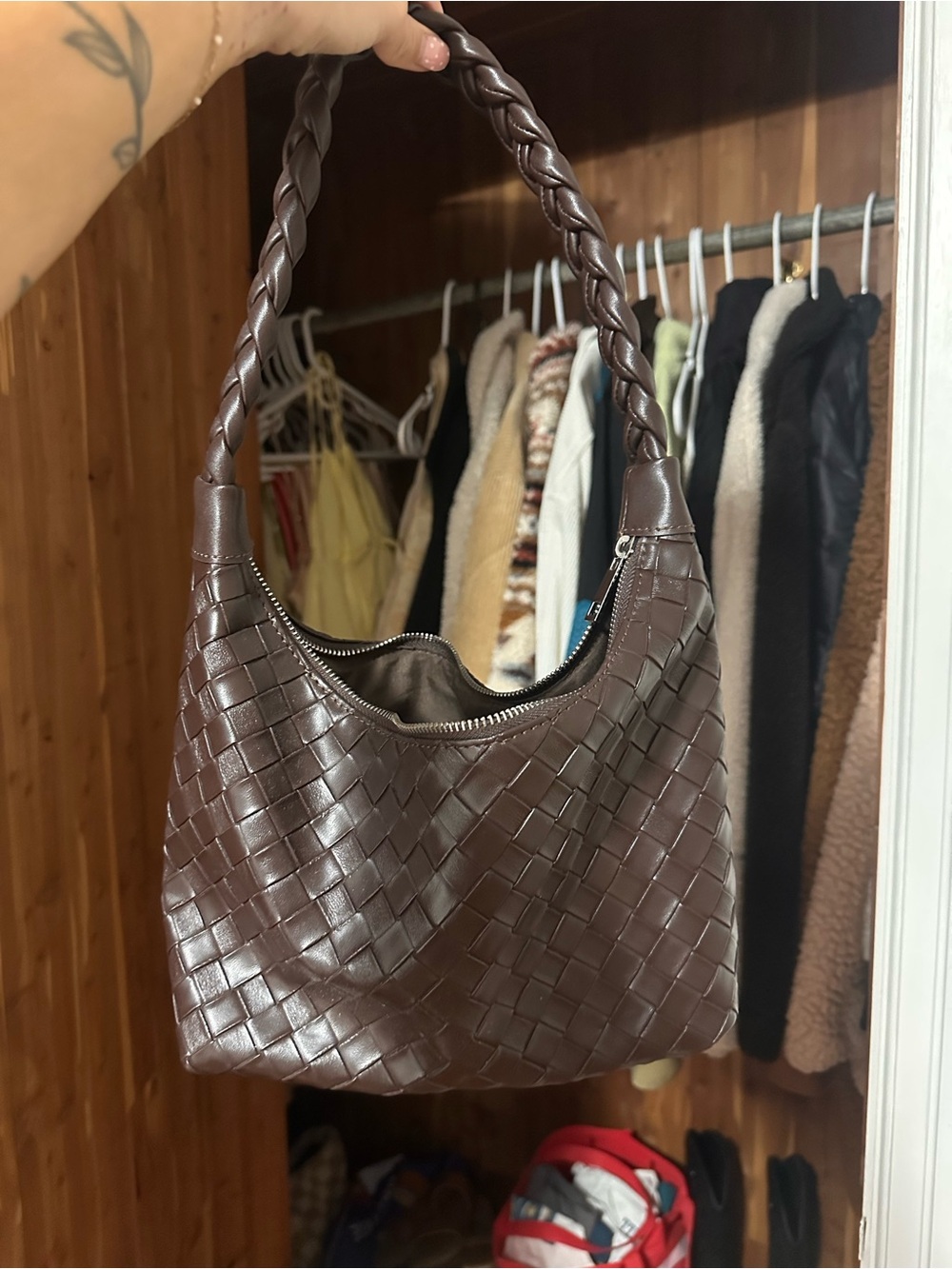 Forever 21 Dark Brown Woven Shoulder Bag